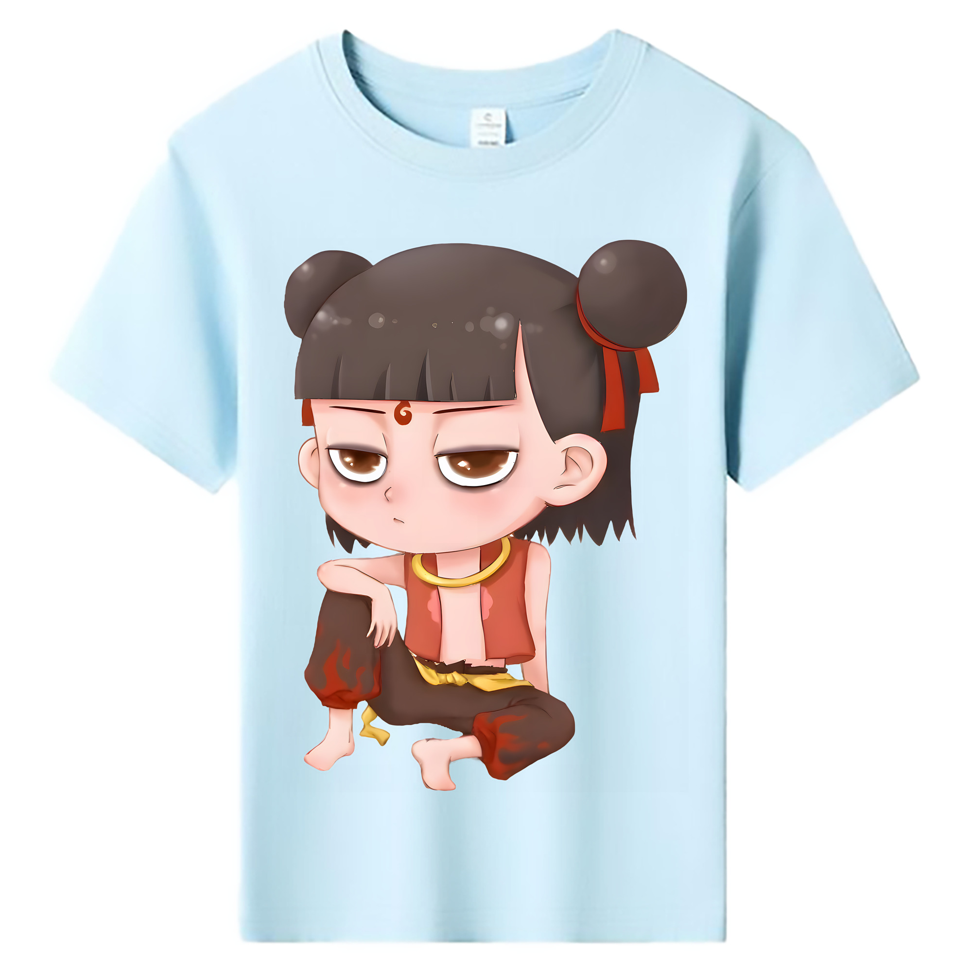 （画像用） Ne Zha 2 ナタ 魔童の大暴れ 綿100％キッズTシャツ（フロントプリント）